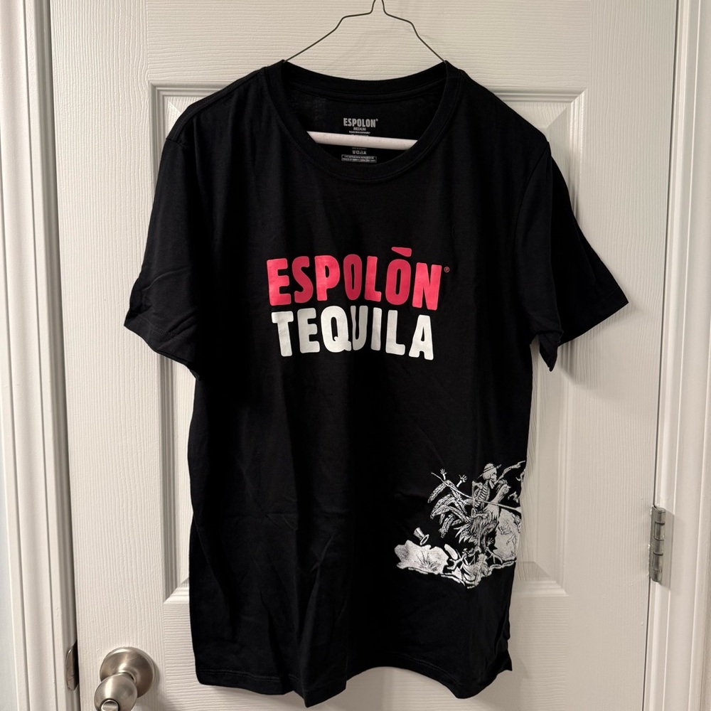 NWOT Espolon Tequila T Shirt - Day of the Dead Skull Rooster Adult Medium Black